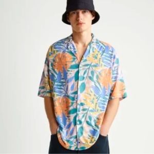 💝 Zara~NWT~Joinlife Men’s Multi Color Floral Leaf Button Down Shirt-Medium